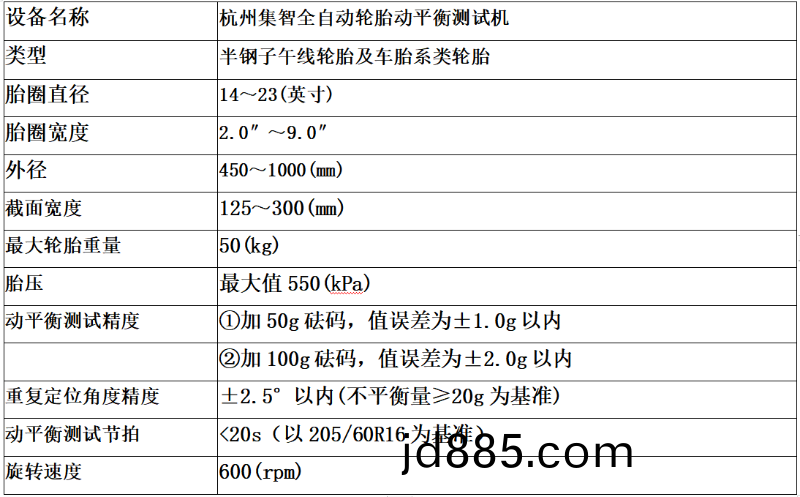 轮胎动平衡机设备参数