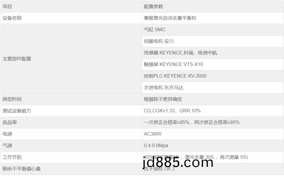 激光自动平衡机参数